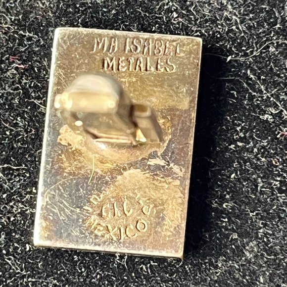 Vintage Modernist Maisabel Metals Cufflinks Silver 925 Mexico goldtone malachite - Picture 7 of 8